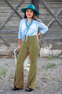 Front Tie Knot Tencel Denim Top