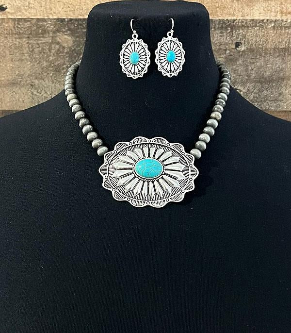 Turquoise Concho Necklace Set