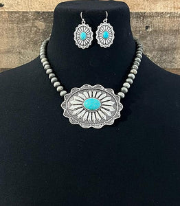 Turquoise Concho Necklace Set