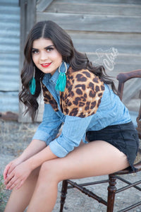 Denim and Leopard Top