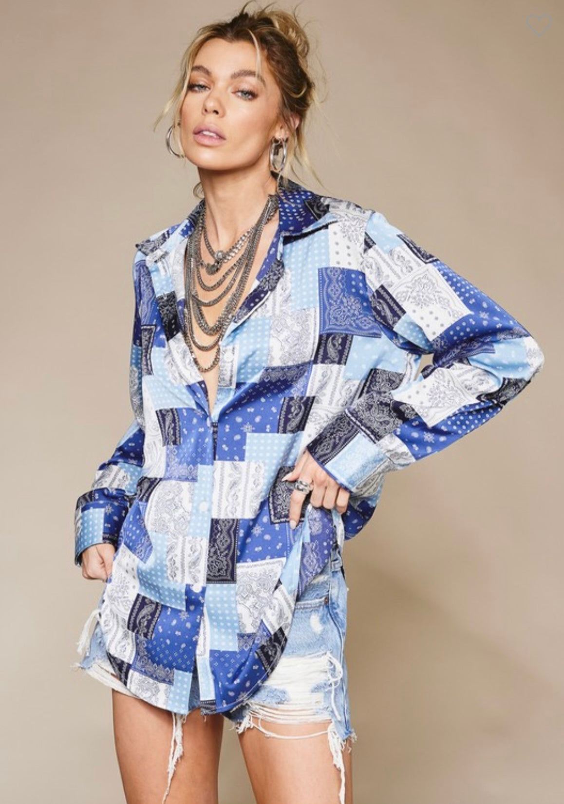 Indigo Bandana Patch Top