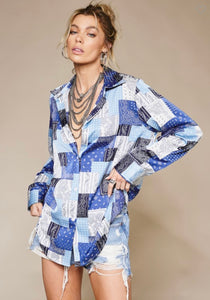 Indigo Bandana Patch Top