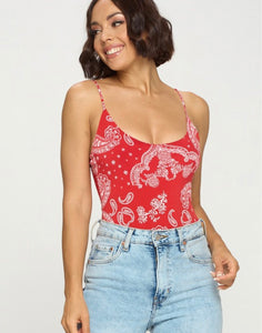 Bandana Vibes Bodysuit in Red